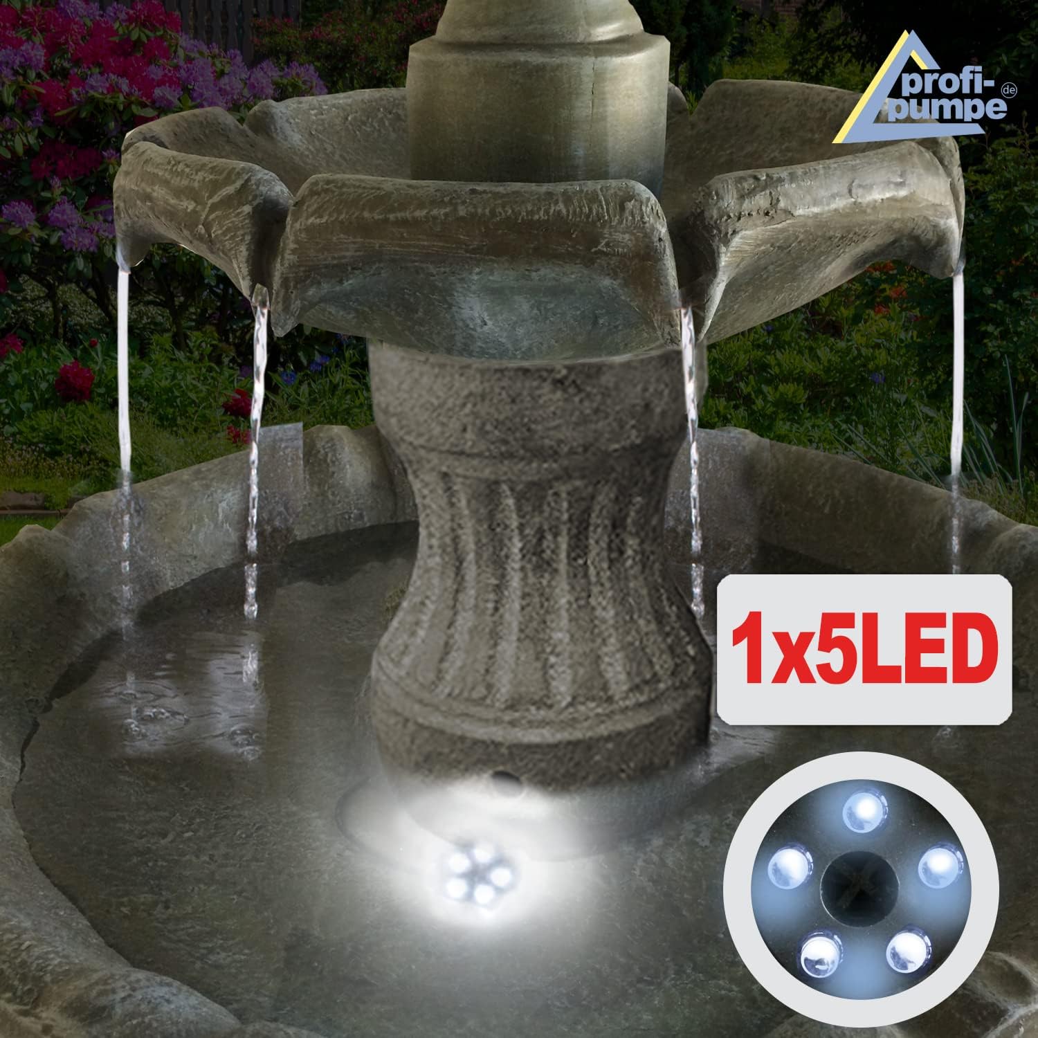 Solar Gartenbrunnen Brunnen Solarbrunnen Klassik-Garten Zierbrunnen Wasserfall Gartenleuchte Teichpumpe für Terrasse, Balkon, verbessertes Modell mit Pumpen-instant-Start-Funktion