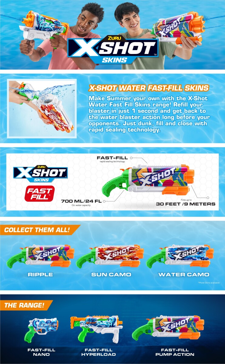 Zuru X-Shot - Skins Fast Fill Vand Blaster - 900 ML