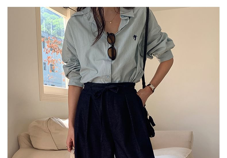 Hafand - High Rise Plain Wide Leg Pants
