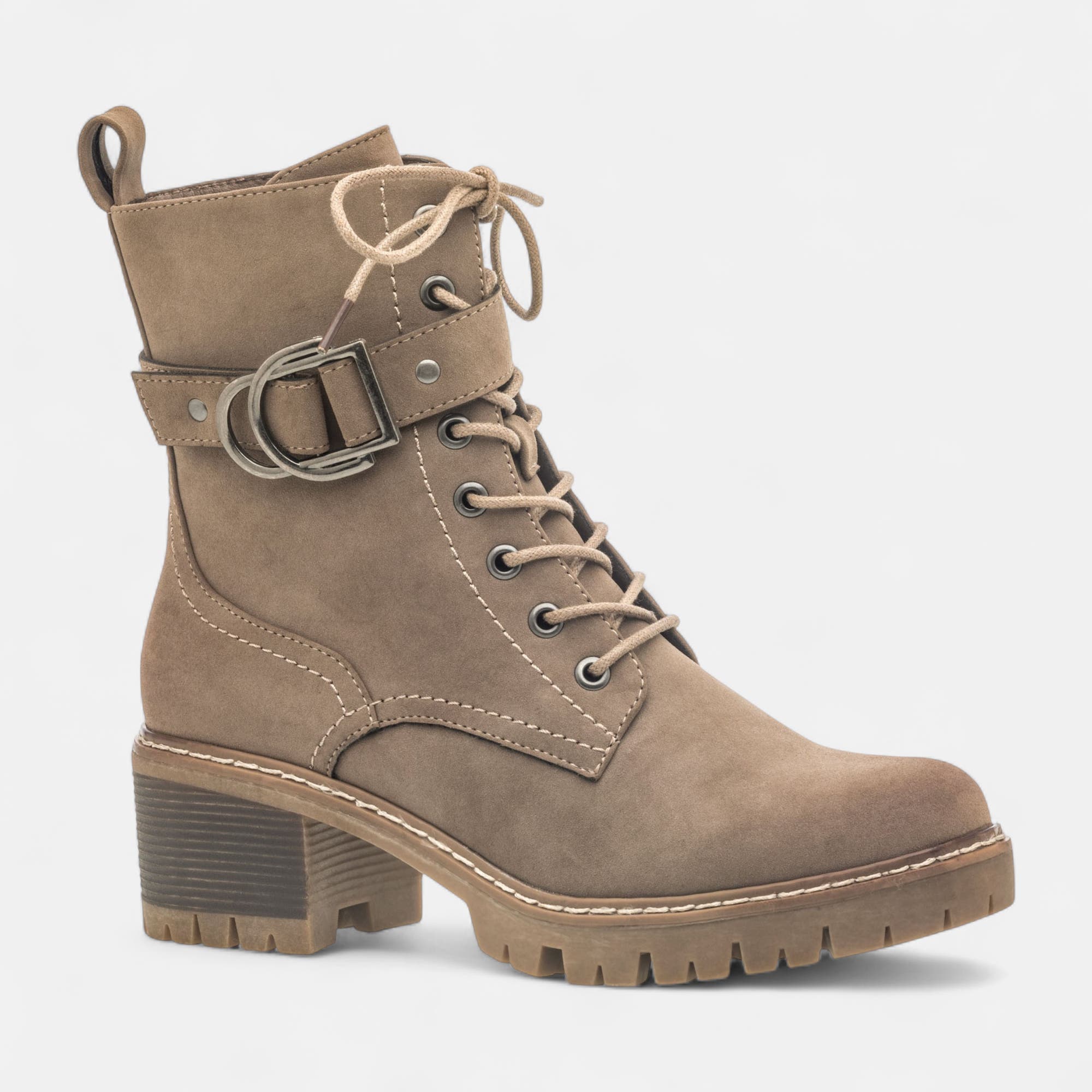 Bottines à lacets à talon Femme taupe