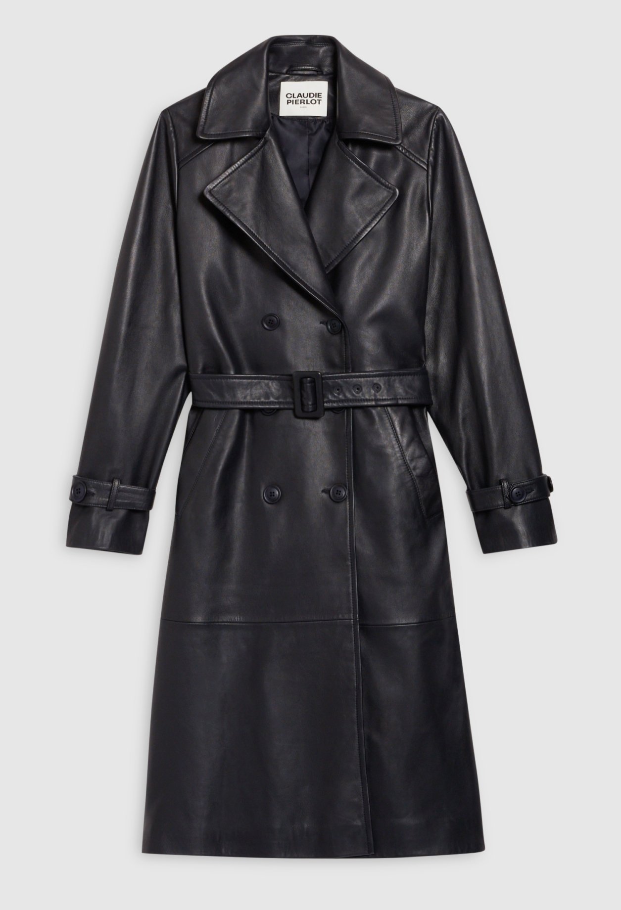 Trench marine cuir lisse
