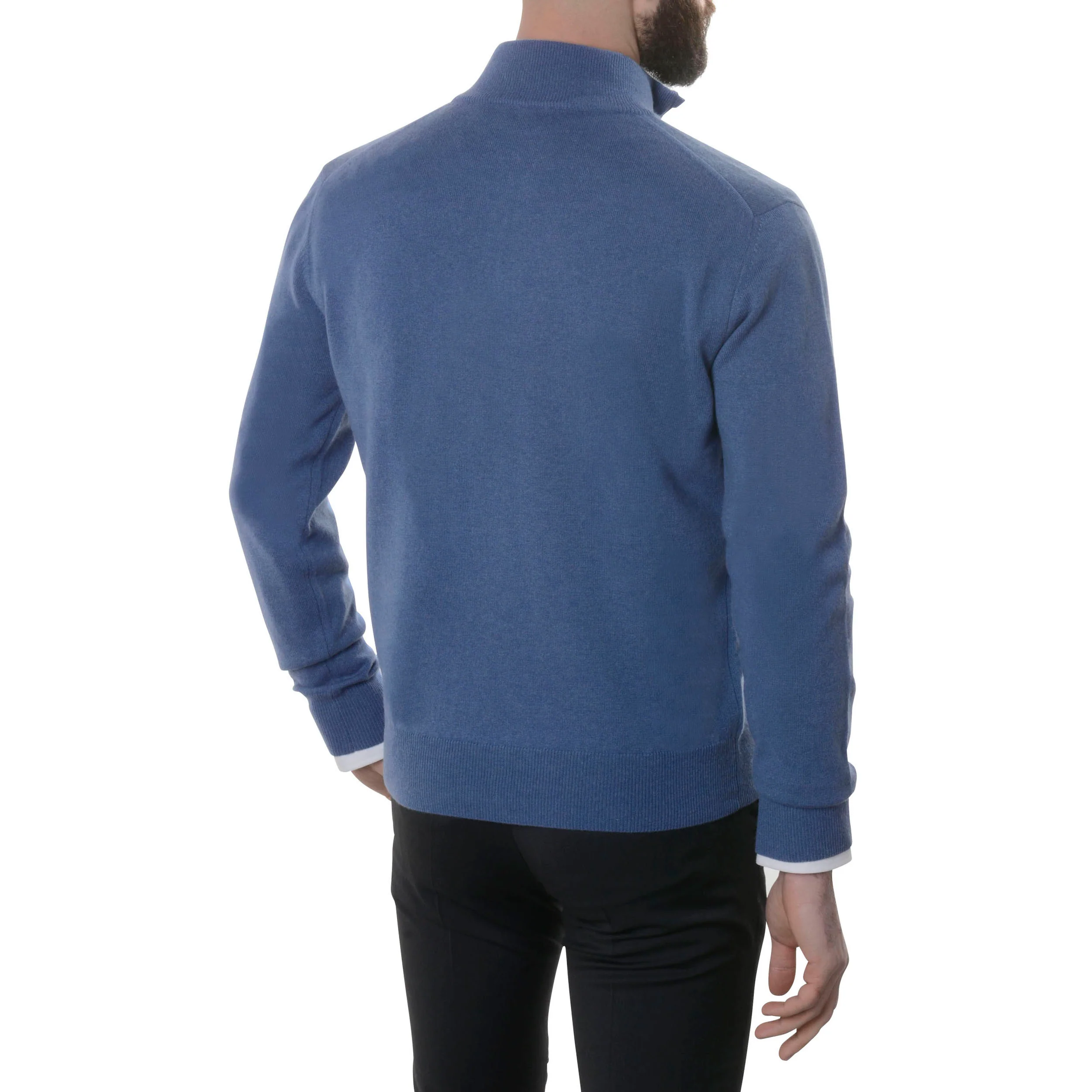 Pull 100% cachemire col zip bleu