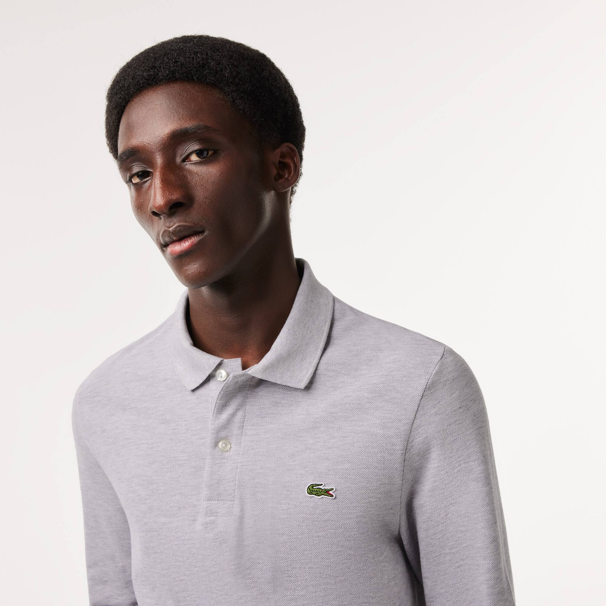 LACOSTE Slim Fit Herren-Poloshirt aus Petit Piqué Lange Ärmel - Grau - Lacoste - Herren