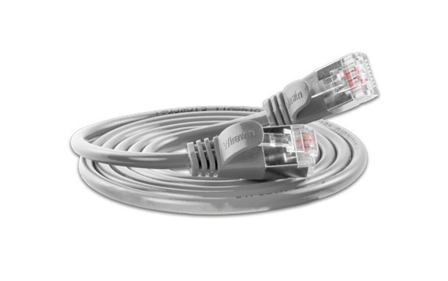 Slimpatchkabel RJ-45 - RJ-45, Cat 6, U/FTP, 0.15 m, GrauGeschirmtes Cat 6 Twisted-Pair-Kabel (U/FTP) mit Klinkenschutz