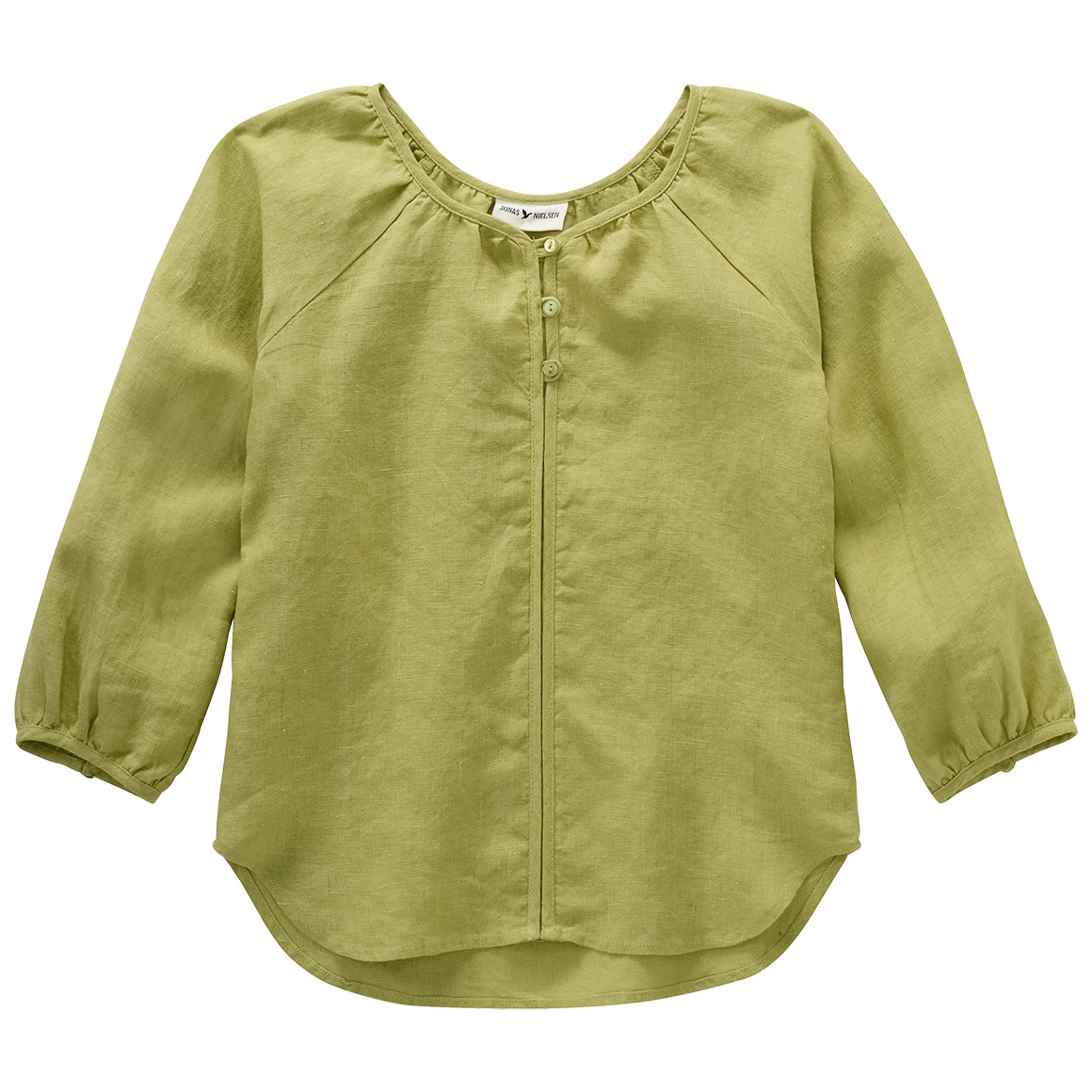 Jonas Nielsen Mädchen Leinen-Bluse unifarben limette