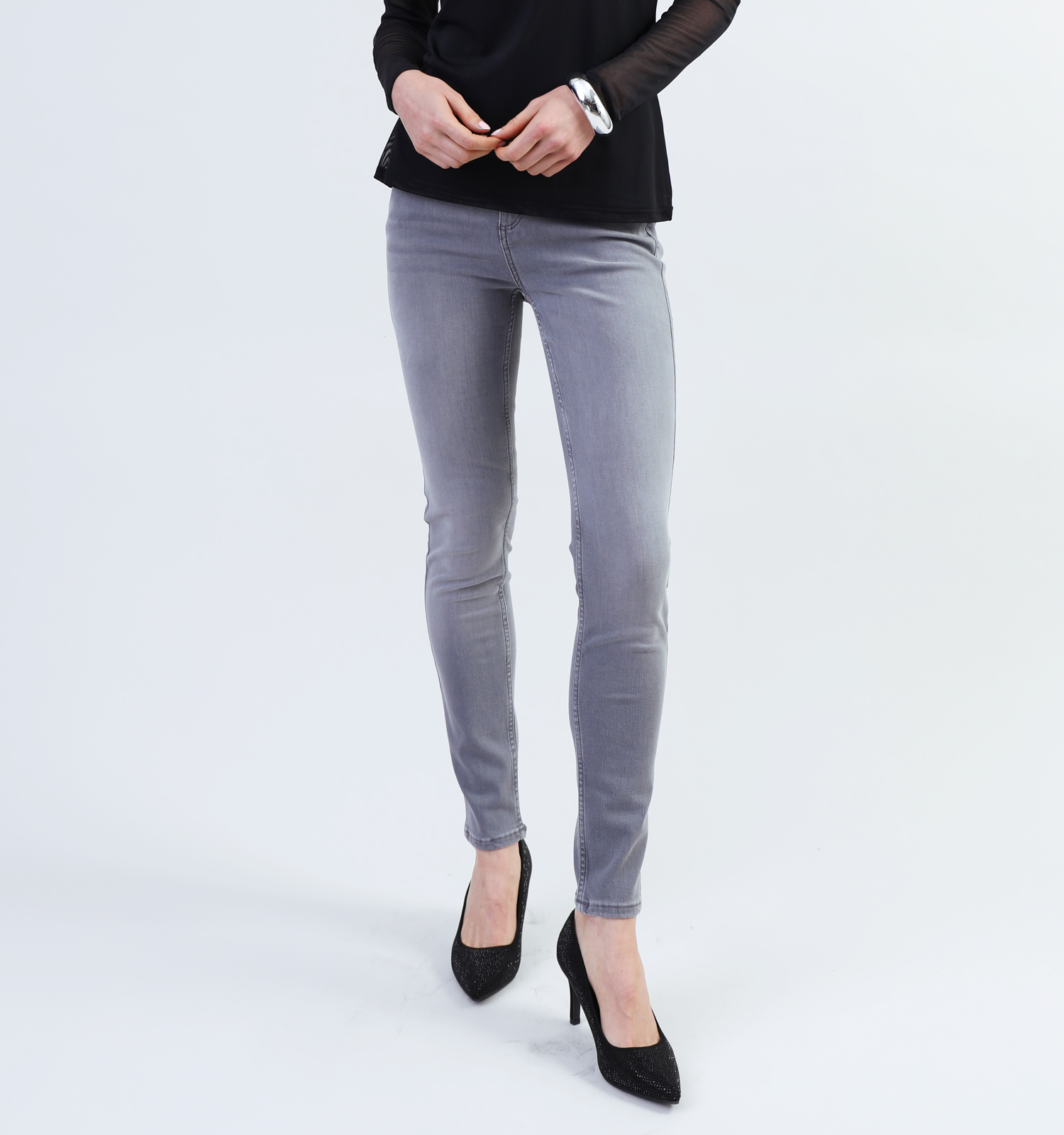 Skinny fit jeans grijs