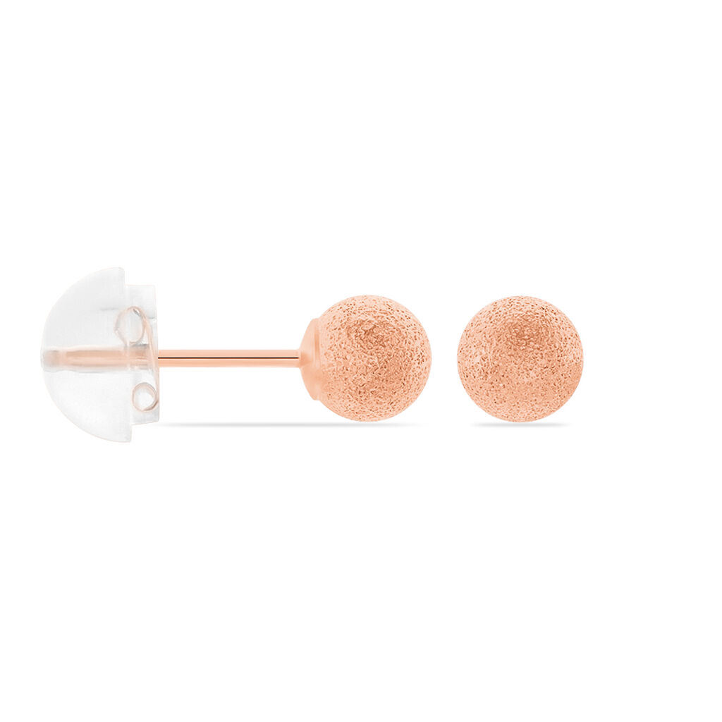 Boucles D'oreilles Puces Fidelia Boule Sablee Or Rose