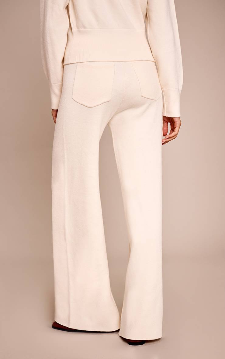 Crème Pantalon En Maille Compacte