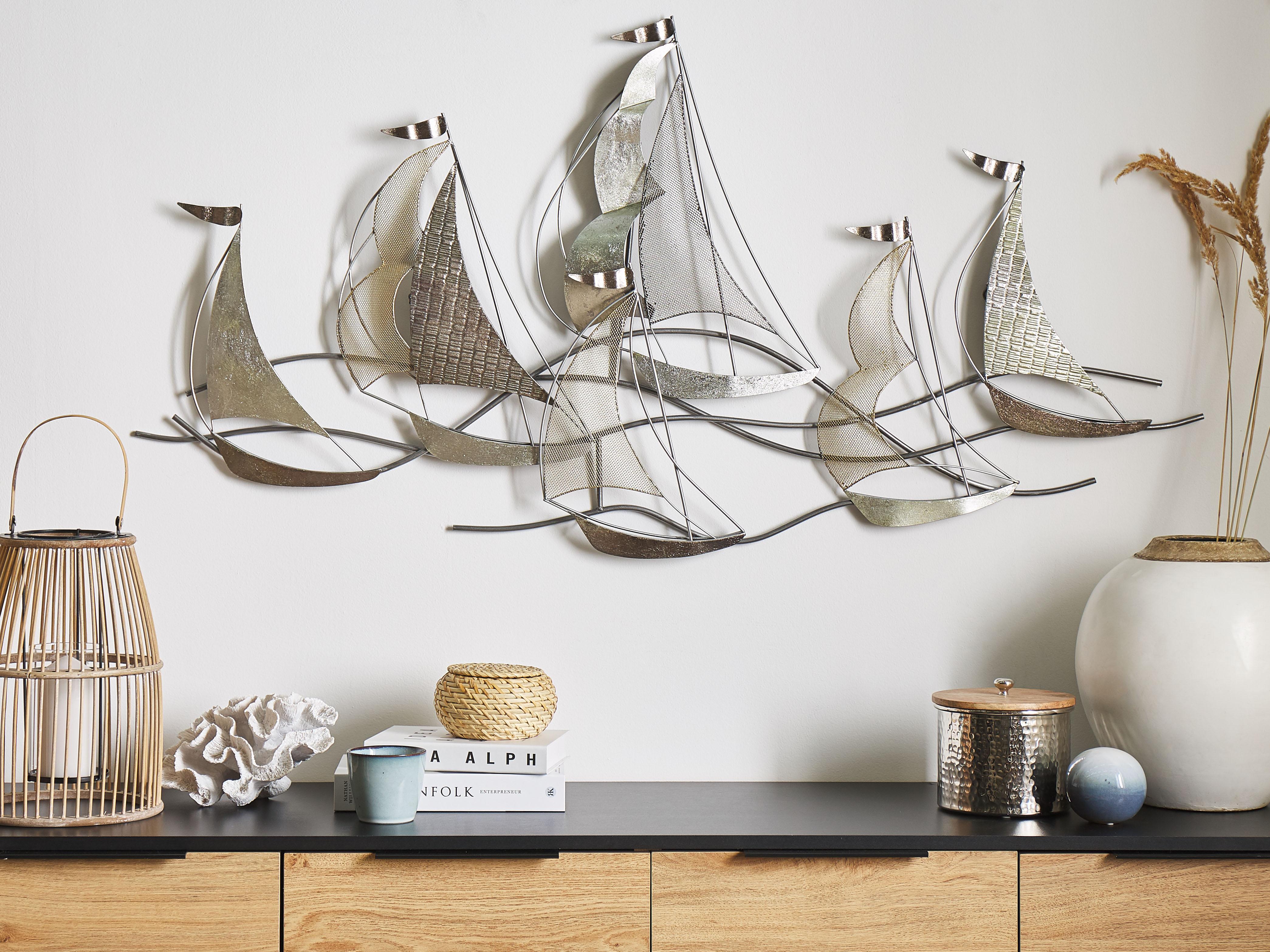 Wanddecoratie Schip AMERICIUM Metaal 67 cm Zilver