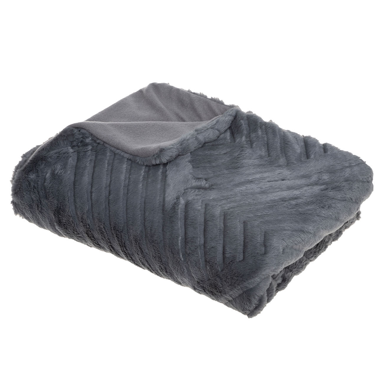 Atmosphera Plaid 3D Géo fausse fourrure gris foncé