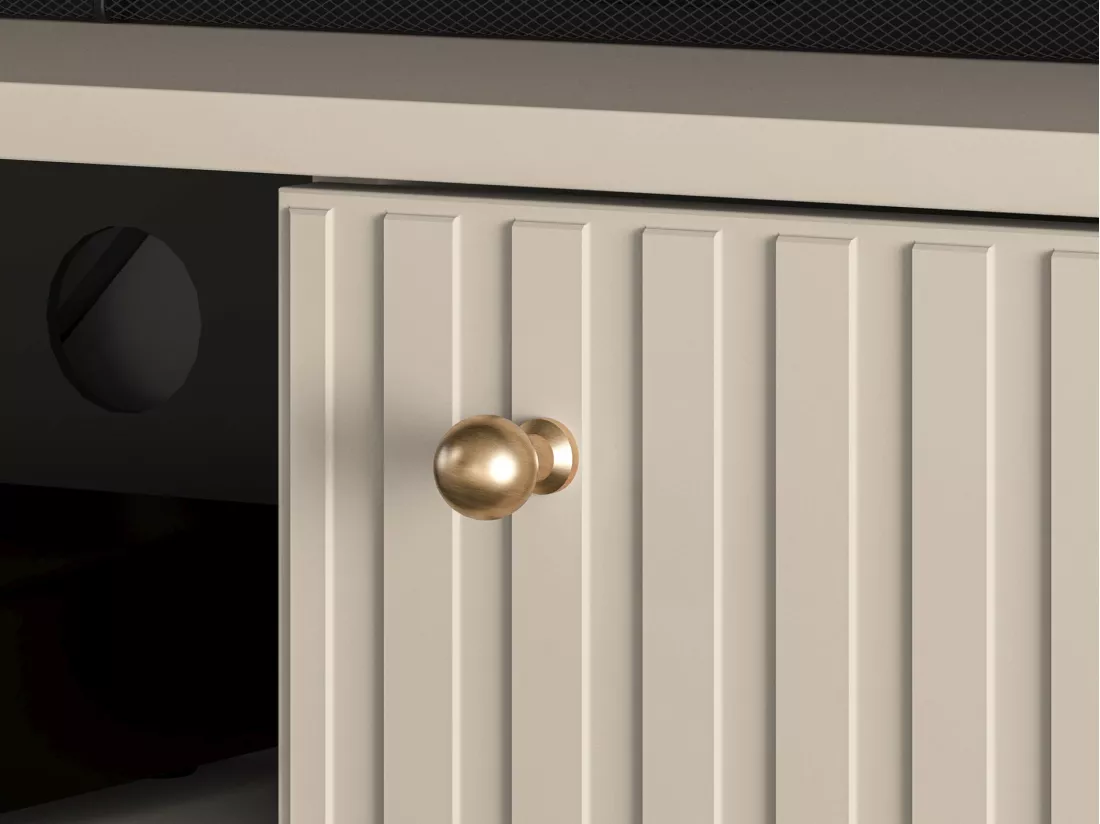 Meuble TV - 2 portes avec lamelles - 160 cm - beige - CALETTO