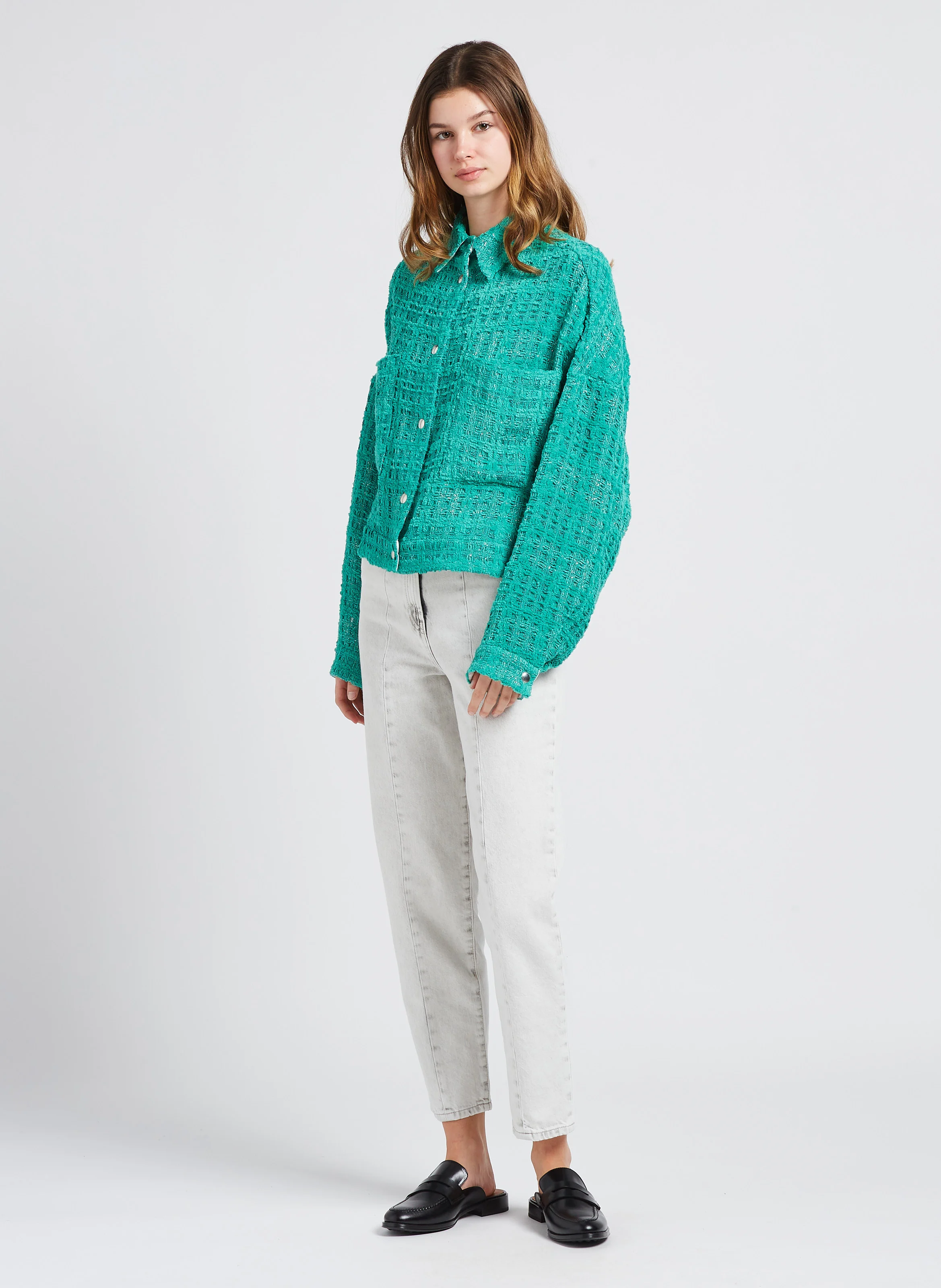 KEOLI - Jean mom taille haute en coton| Gris