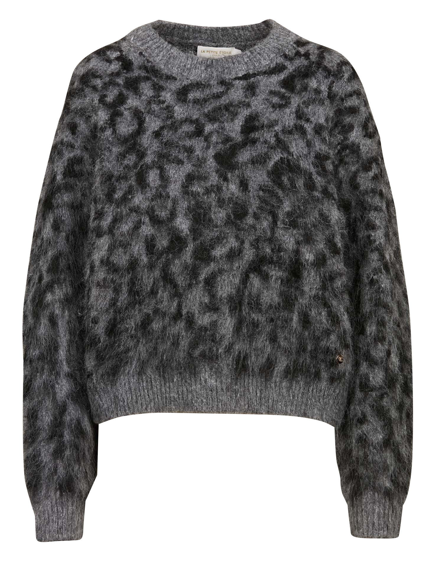 MAY - Pull droit imprimé léopard | Gris
