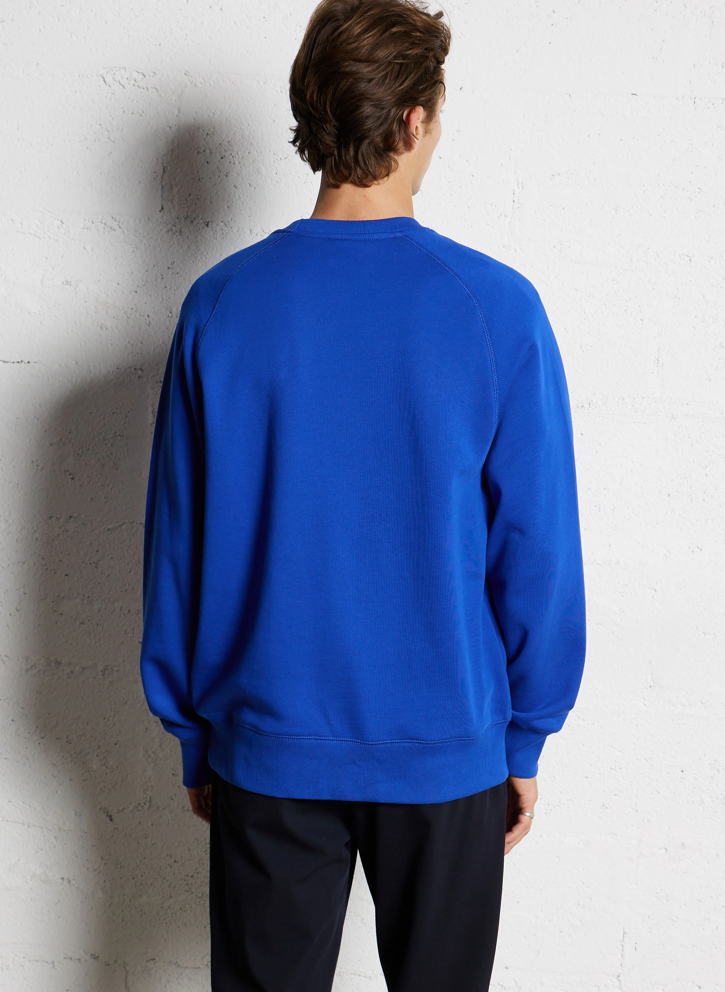 Sweat col rond en coton| Bleu