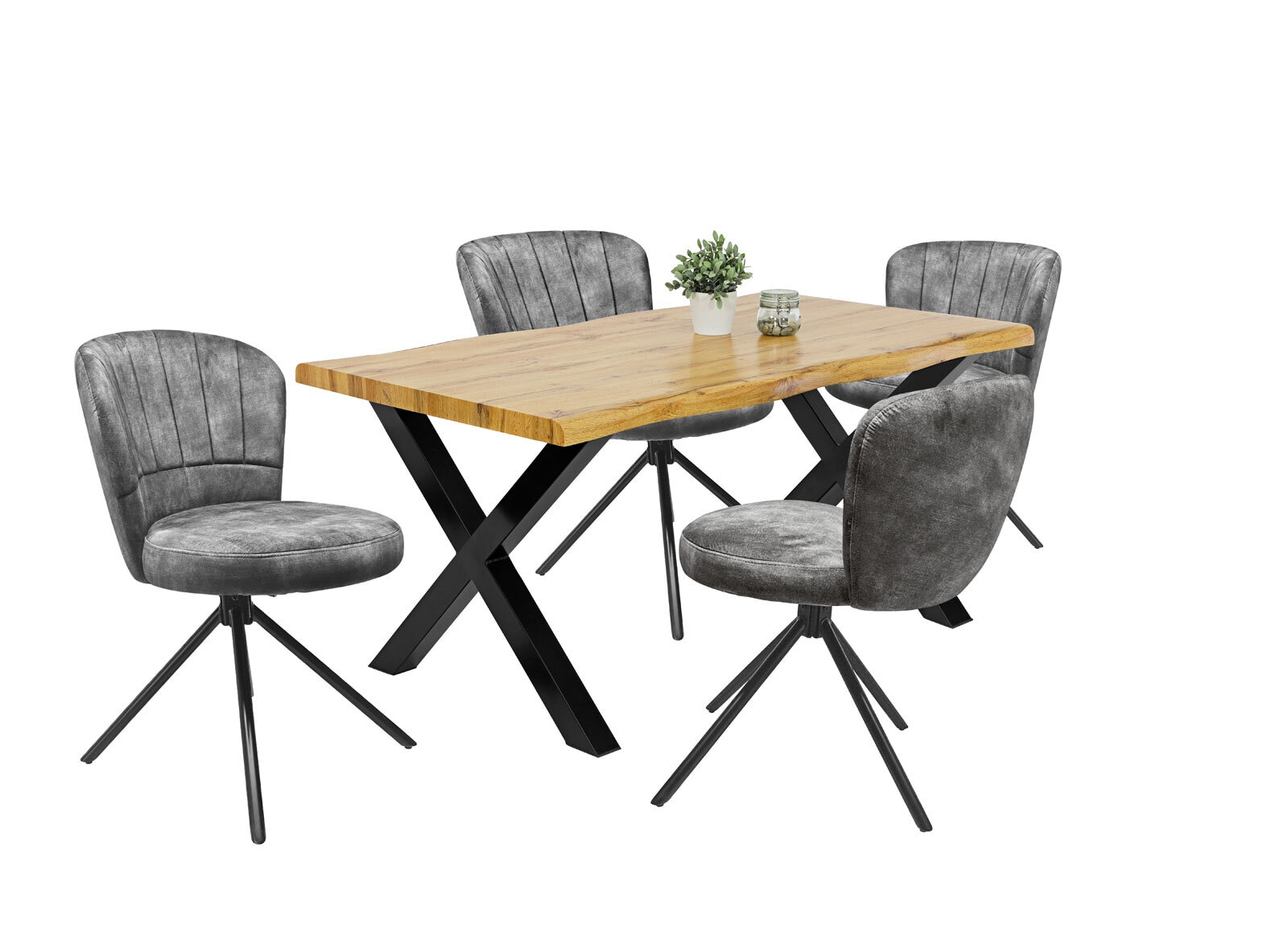 Stuhl Shelly Mikrofaser Grau/Schwarz 64x54x80 cm