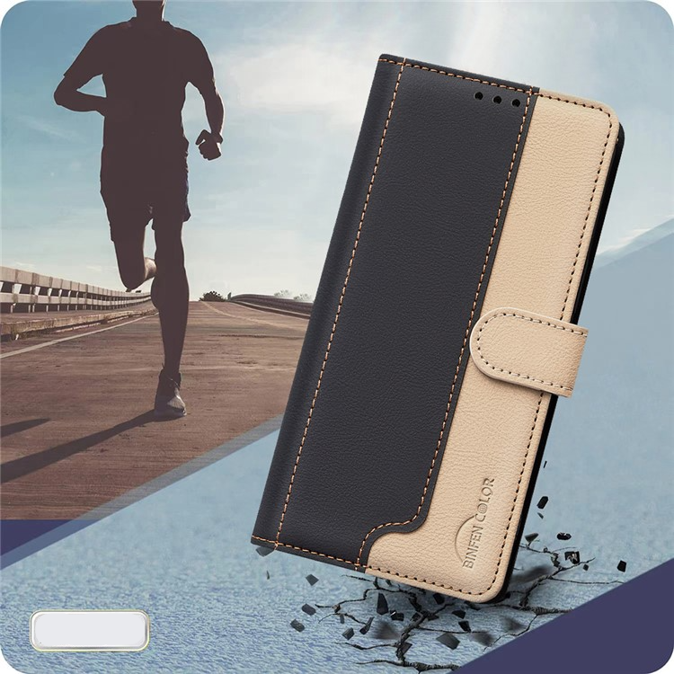 Samsung Galaxy S25 Leder Tasche Flip Cover (RFID Schutz) - Schwarz / Beige