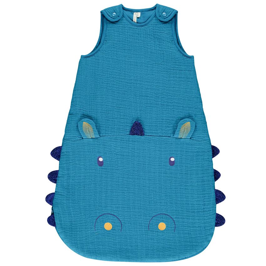Gigoteuse sans manches en gaze de coton TOG 3.5 - Rhinocéros - Bleu marine