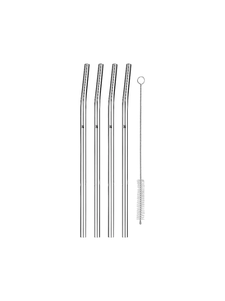 WMF Baric Cromargan Trinkhalm-Set, 24 cm, 7-teilig inkl. Bürste silber