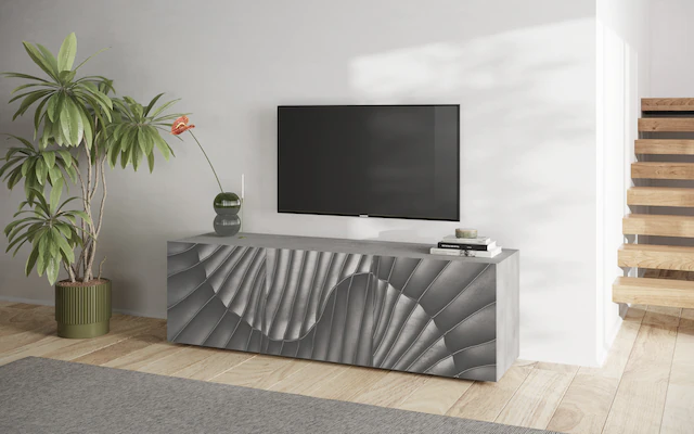 INOSIGN Lowboard »Snake, TV-Möbel, TV-Schrank, Media-Board, Breite 181 cm, viel Stauraum« mit Siebdruck-Front, 3 Türen, bodenstehend, stilvoll & funktional