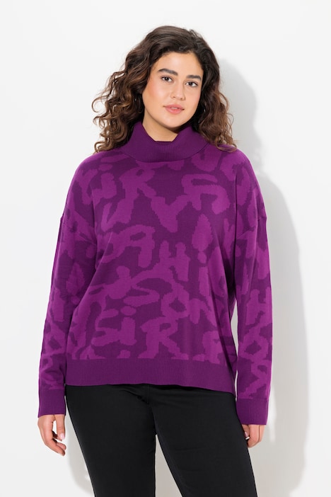 Pullover, Buchstaben, gerippter Rollkragen, Langarm