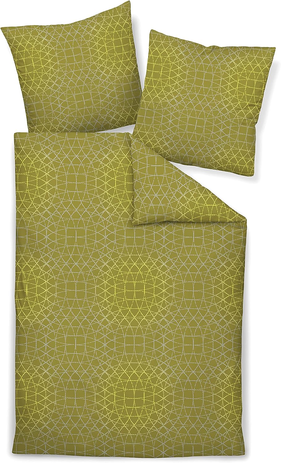 Janine Interlock-Jersey-Bettwäsche Carmen S 135x200 cm + 80x80 cm bernsteingrün-Aurora