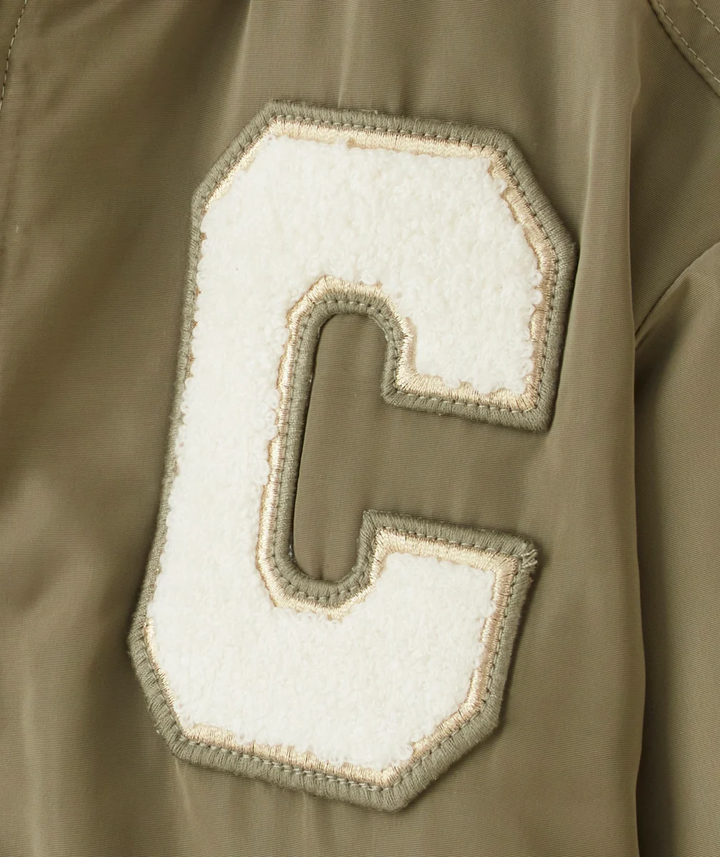 BOMBERS FILLE SATINÉ EN REMBOURRAGE RECYCLÉ KAKI ET PATCH EN BOUCLETTE