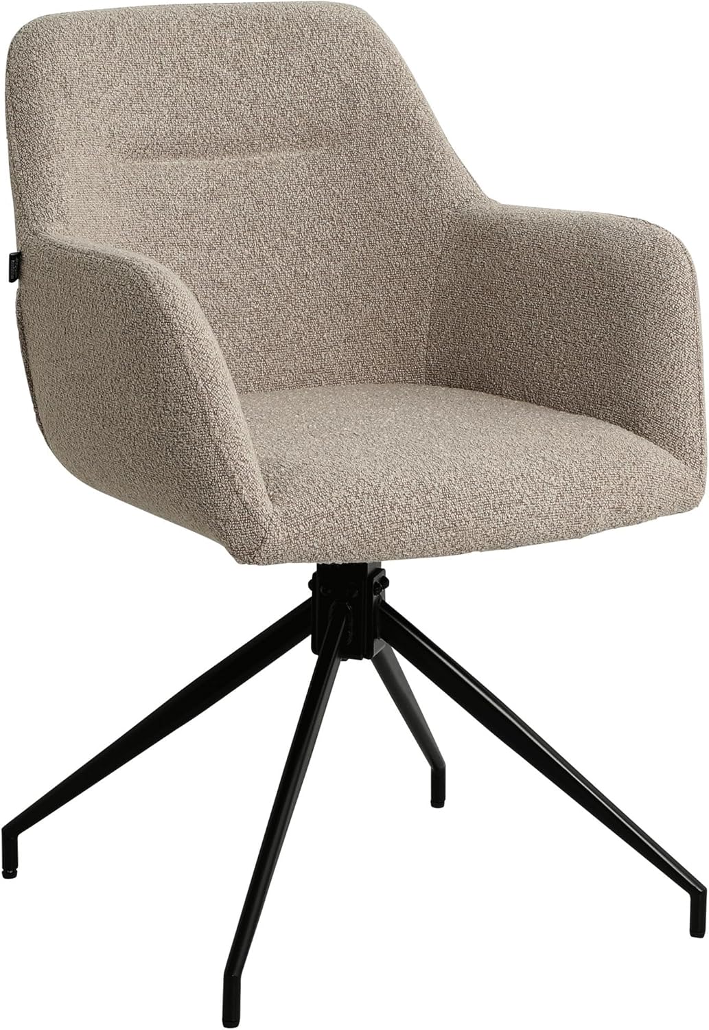 CLP Esszimmerstuhl drehbar Merlinda mit Teddystoff, 360° schwenkbarer Sessel mit Armlehnen und Rückenlehne, Polsterstuhl mit Metallgestell, Farbe:Taupe FH6448769