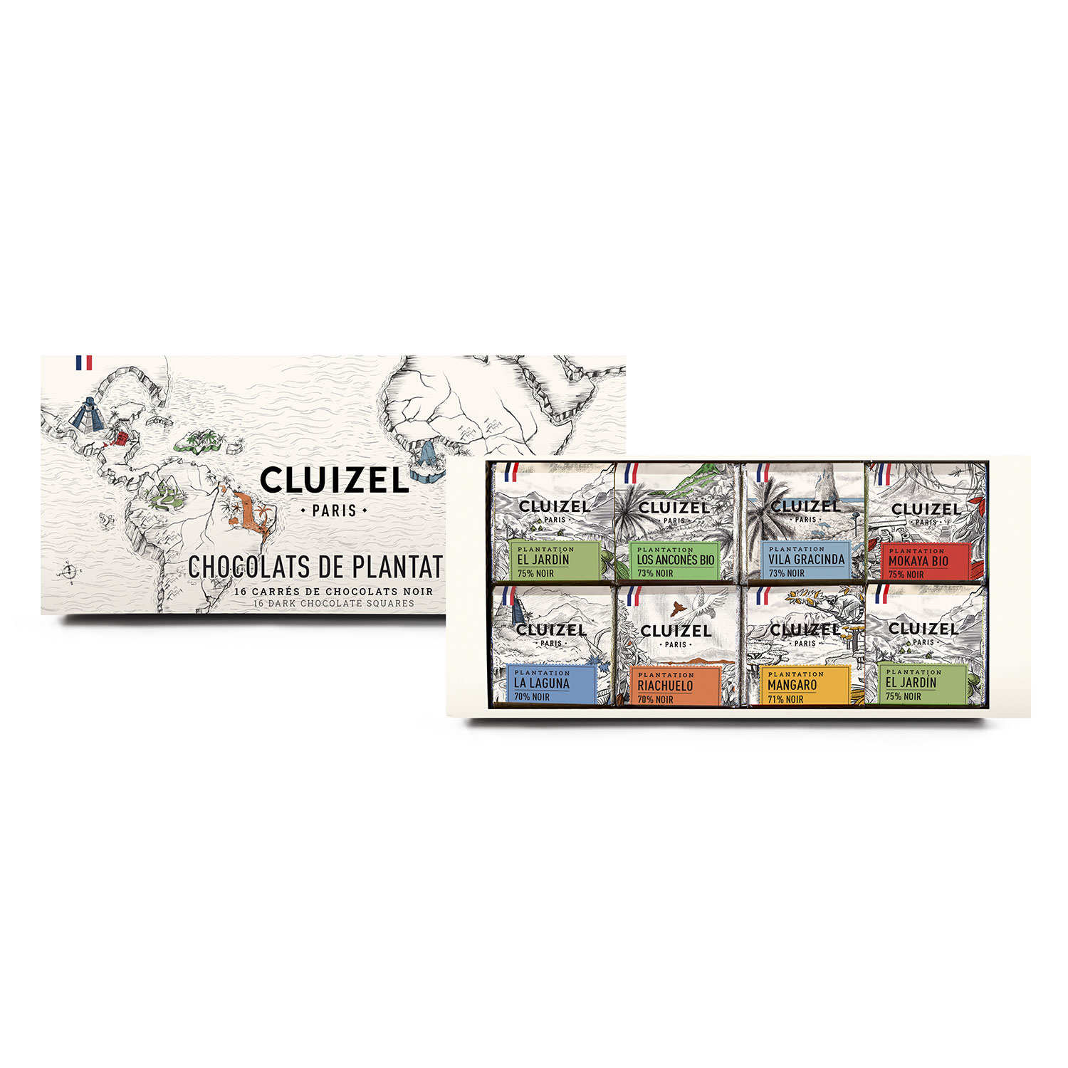 Coffret 16 chocolats 1ers crus de plantation Cluizel