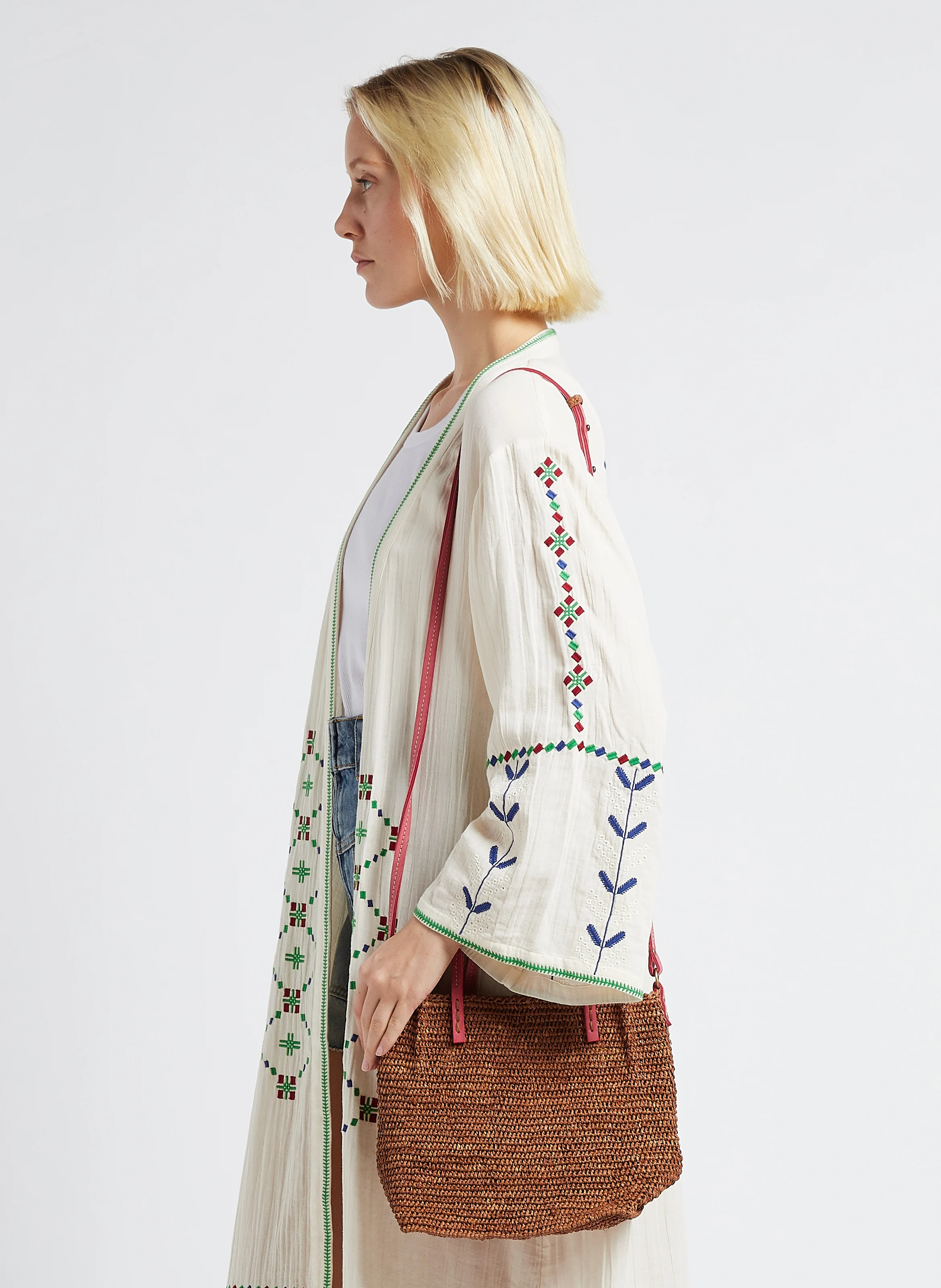 CAMINO XS - Sac porté main en raphia | Marron