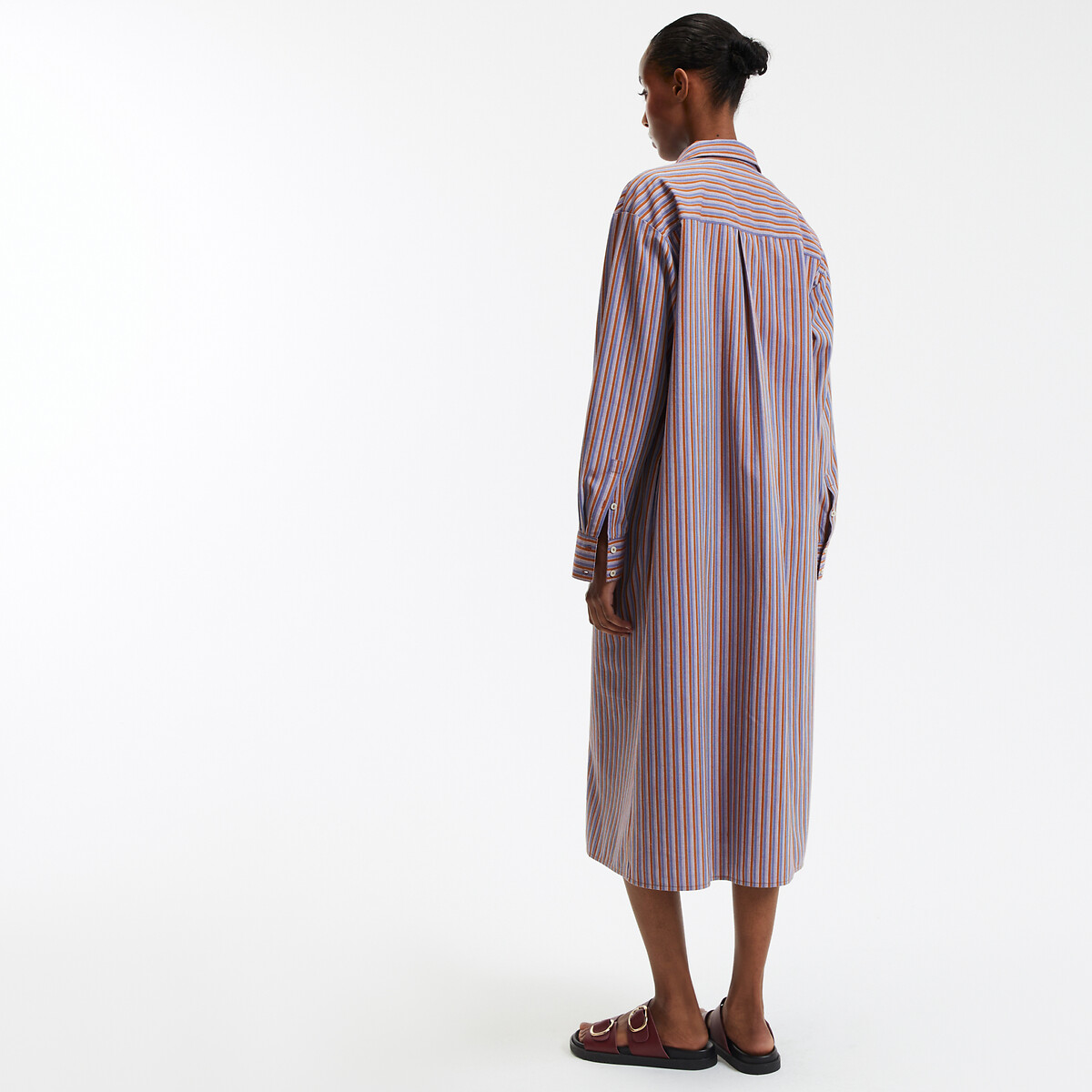 COLEÇÃO LA REDOUTE<br>Vestido camisa longo com mangas compridas e listras