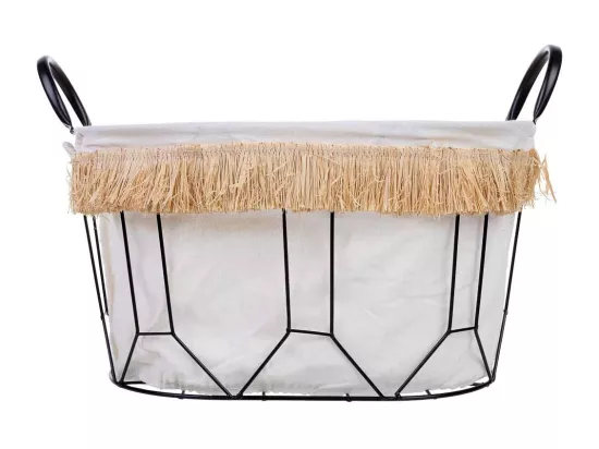 Panier de rangement en métal et tissu 40x28x22/29