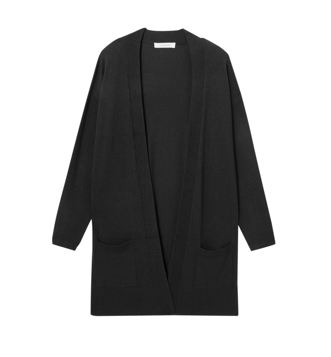 Long gilet en maille fine - Noir
