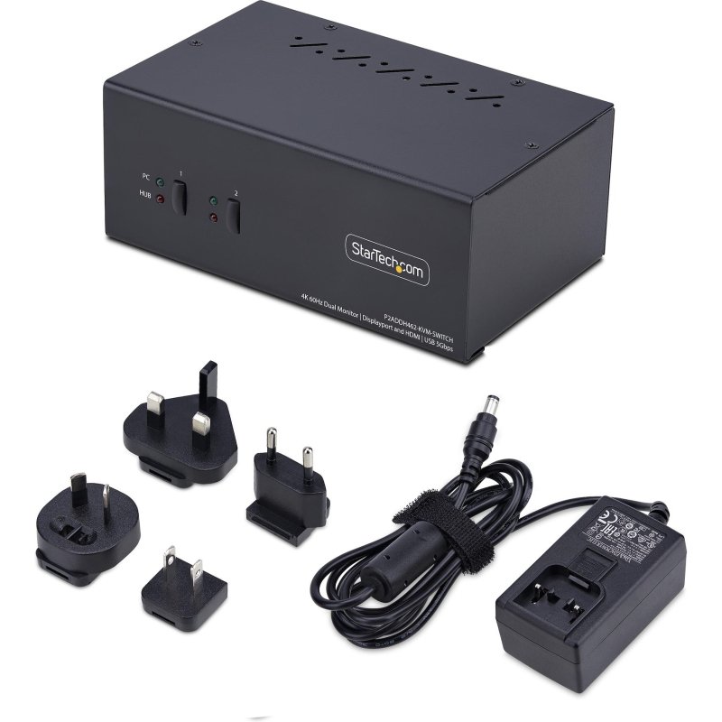StarTech.com Commutateur KVM 2 Ports DisplayPort et HDMI, 4K 60Hz, 1 Moniteur HDMI et 1 Moniteur DP, Switch KVM 2 Ports, Hub USB 5Gbps 2 Ports, 2 Ports USB HID, Conforme TAA