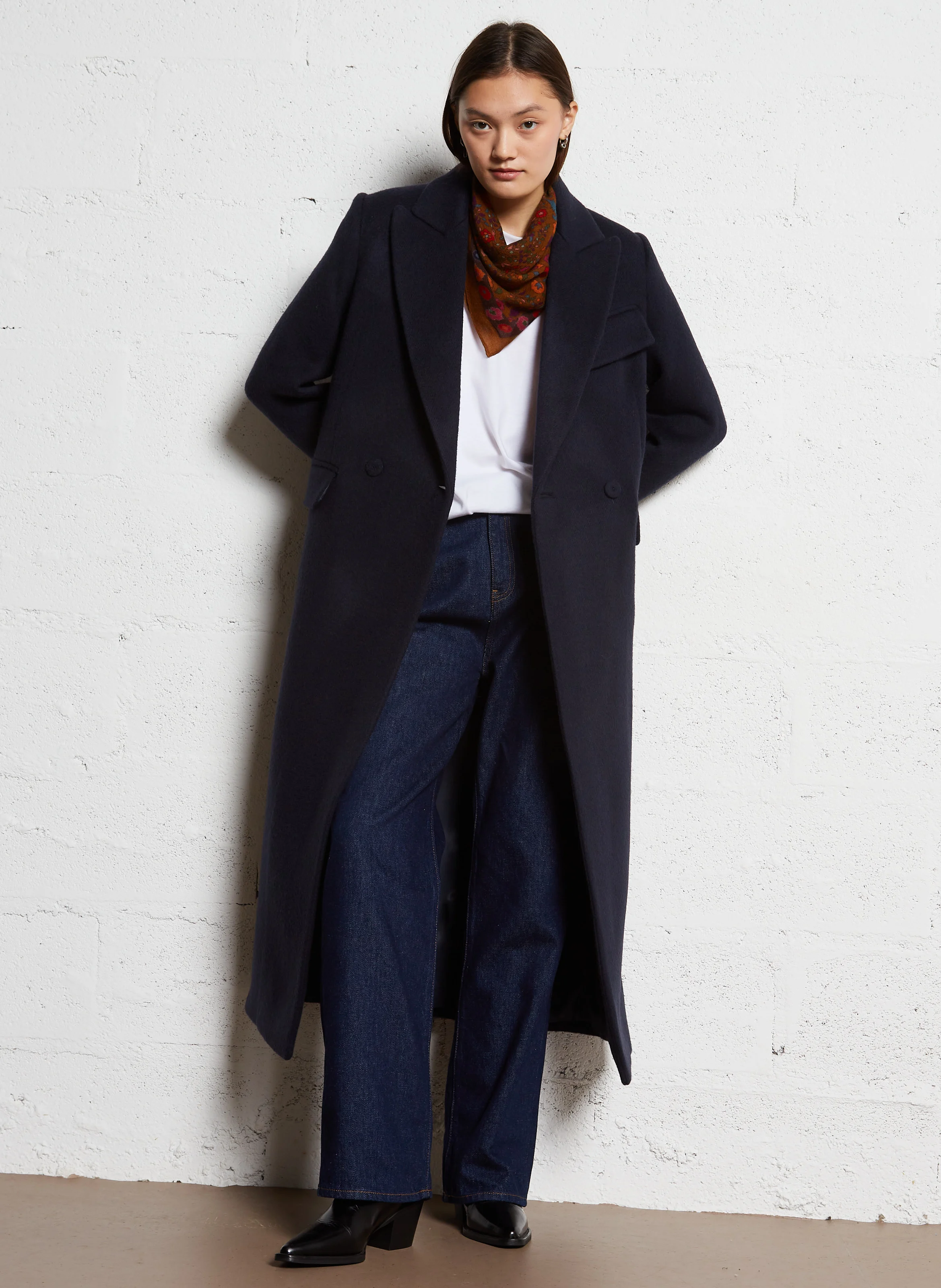 DARBY - Manteau long en laine mélangée | Bleu