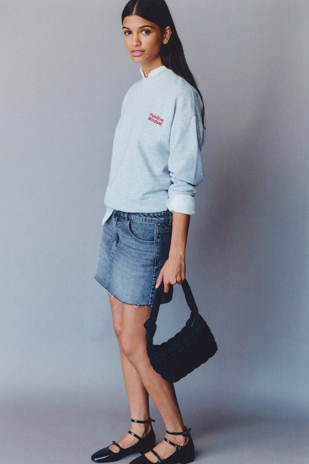 MANGO TEEN denim spijkerrok grey denim