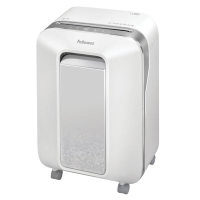 Fellowes Powershred LX201 - destructeur de documents coupe croisée microparticules - 12 feuilles - Corbeille 22 litres - blanc