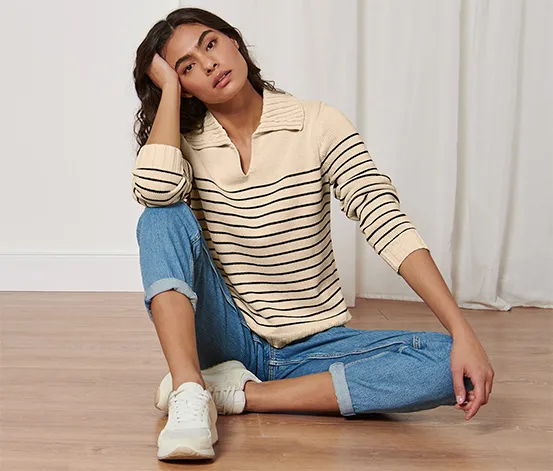 Strickpullover mit Polokragen