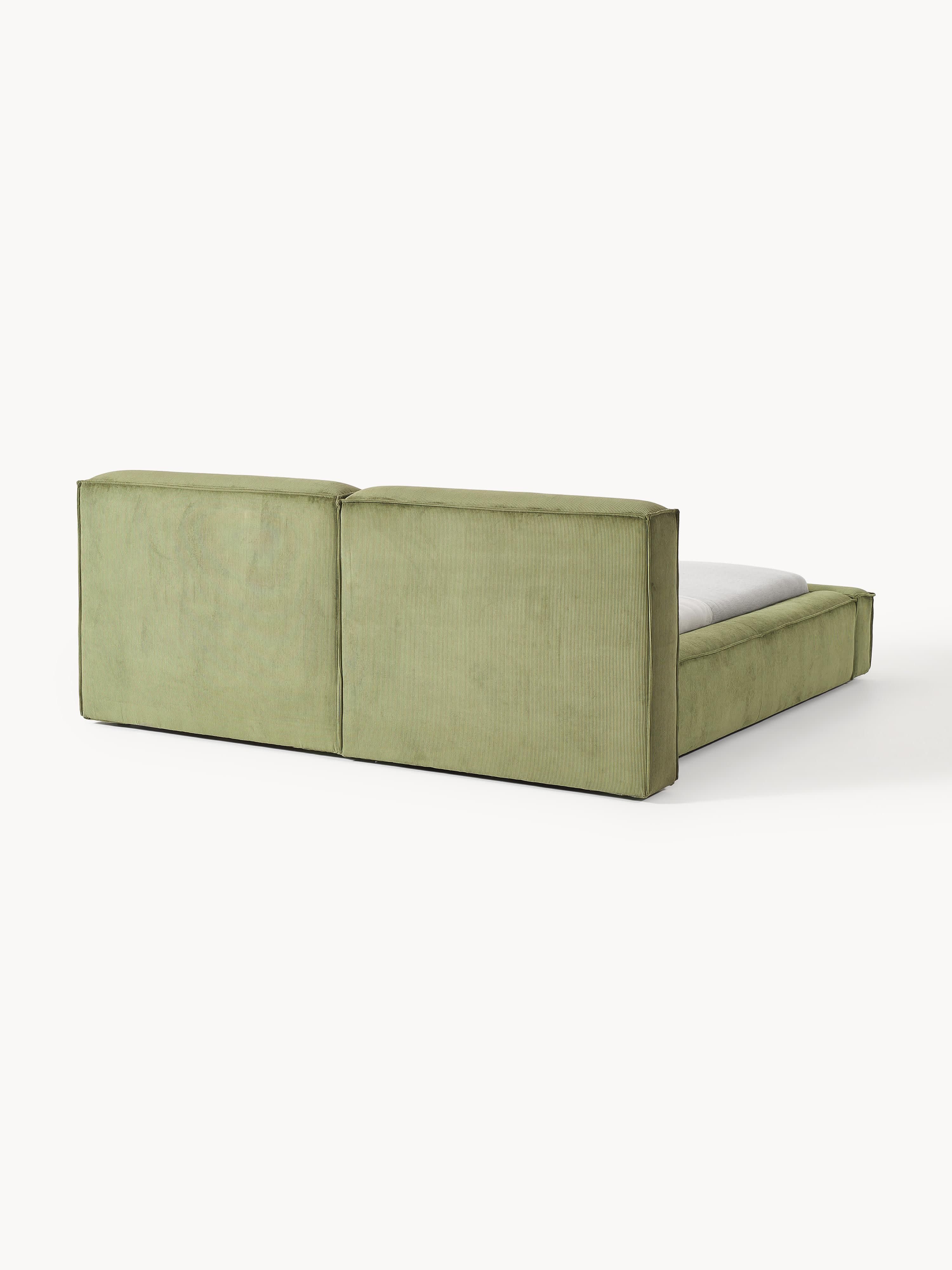 Gestoffeerd bed Lennon van corduroy met opbergruimte