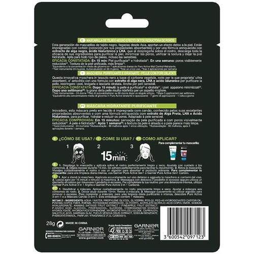 Garnier - Pure Charcoal Black Mask Tissu Detox Effect 28 Gr