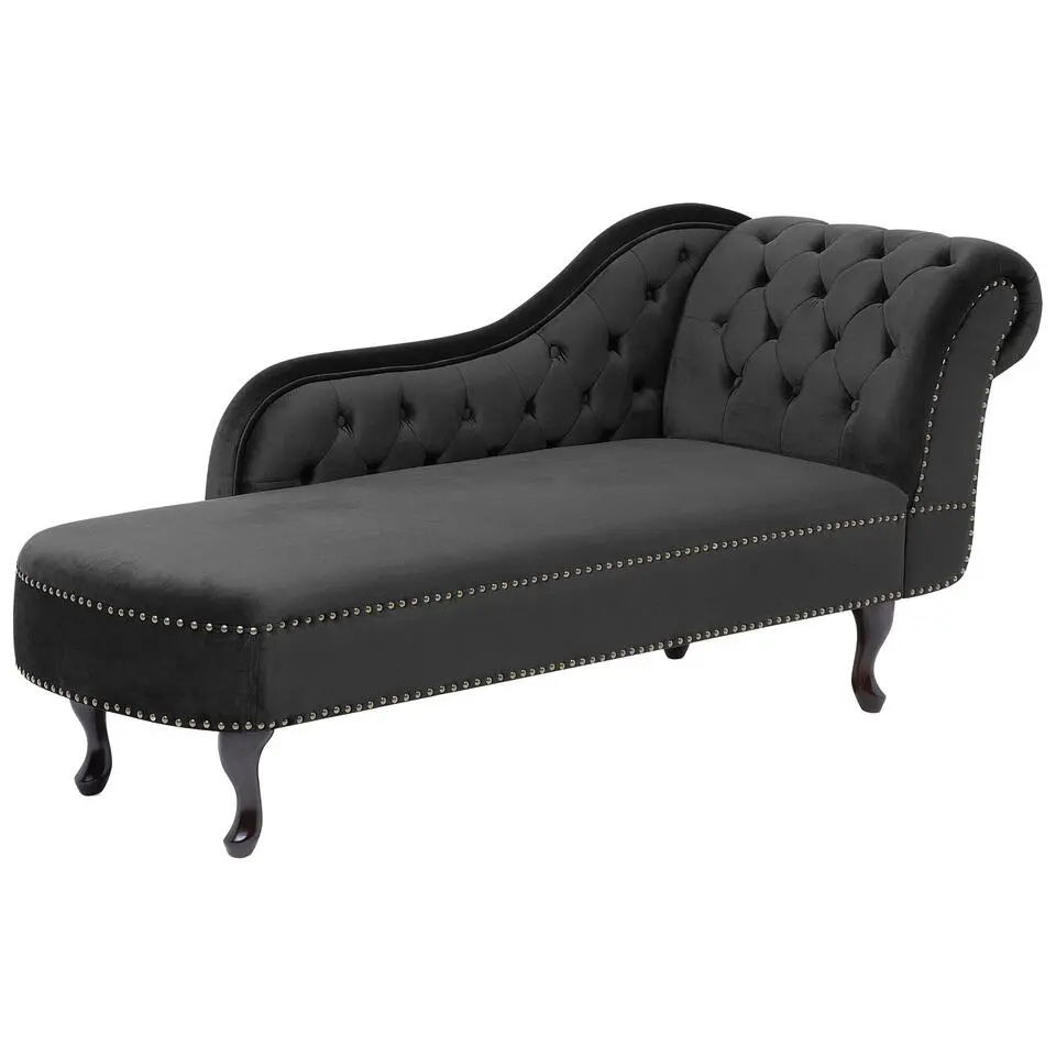 NIMES - Chaise longue - Zwart - Rechterzijde - Fluweel