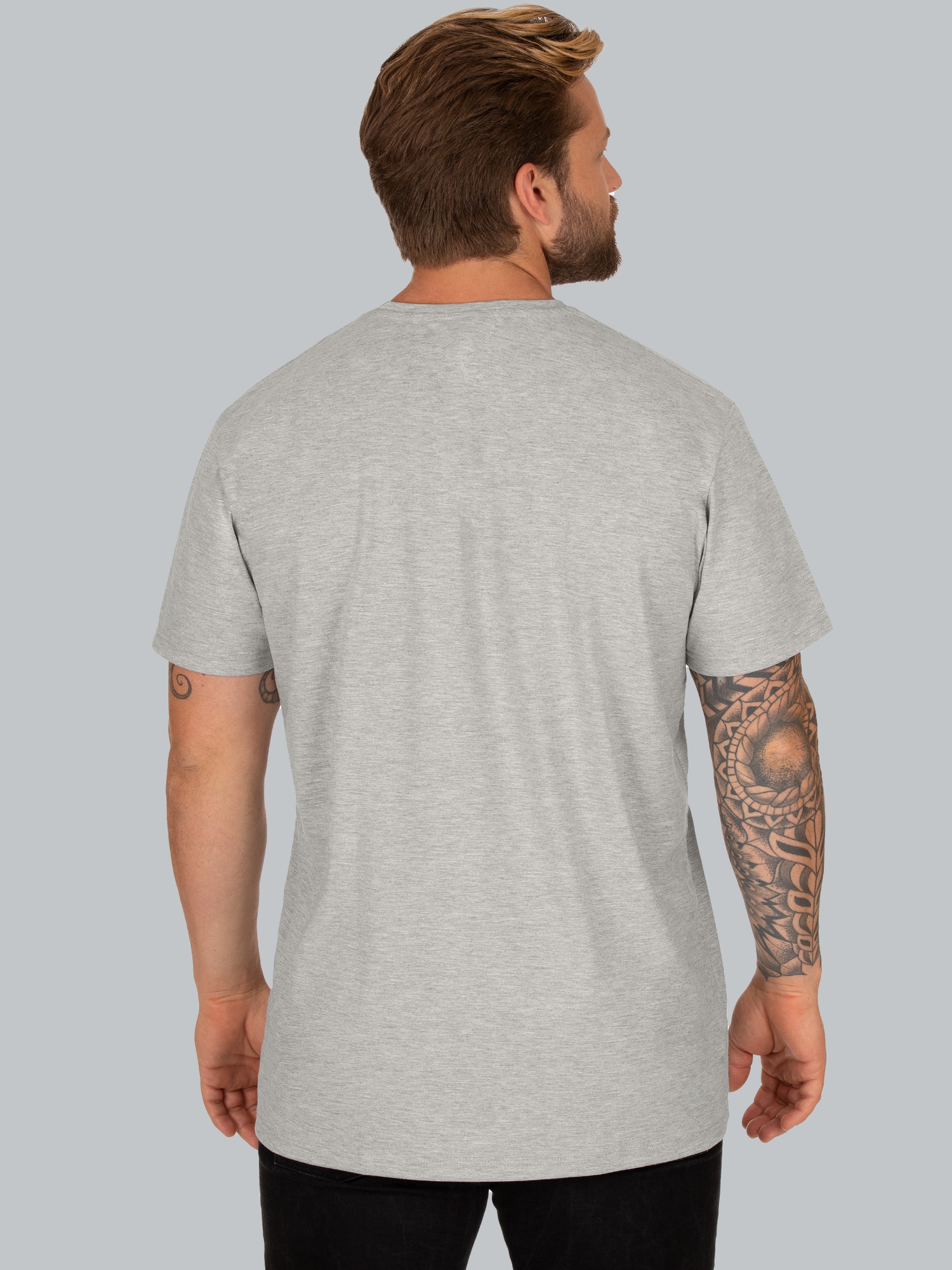 Slim Fit T-Shirt aus DELUXE Baumwolle Grau-melange