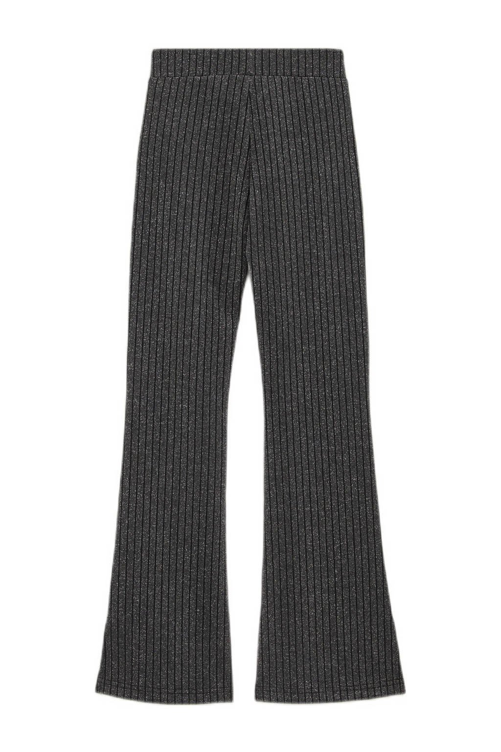 WE Fashion gestreepte broek zwart/zilver