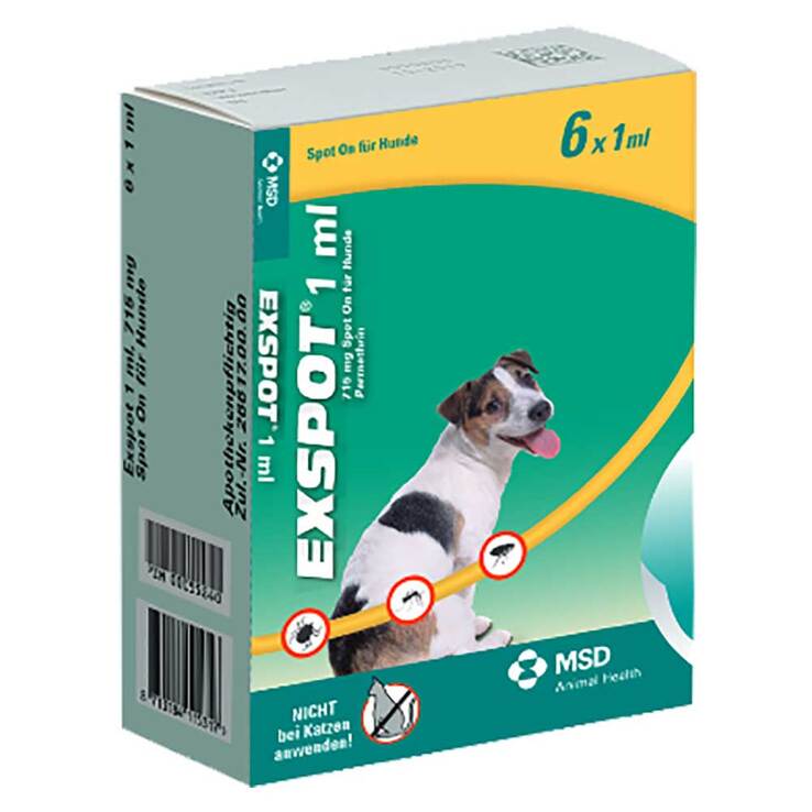 EXSPOT 1 ml Spot On Lösung für Hunde, 6X1 ml