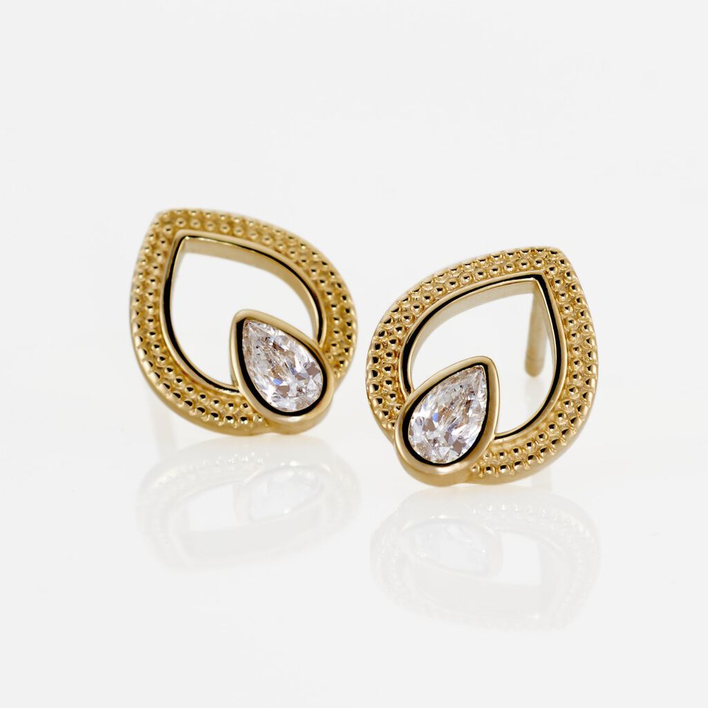 Boucles D'oreilles Puces Plaqué Or Lame Oxydes De Zirconium
