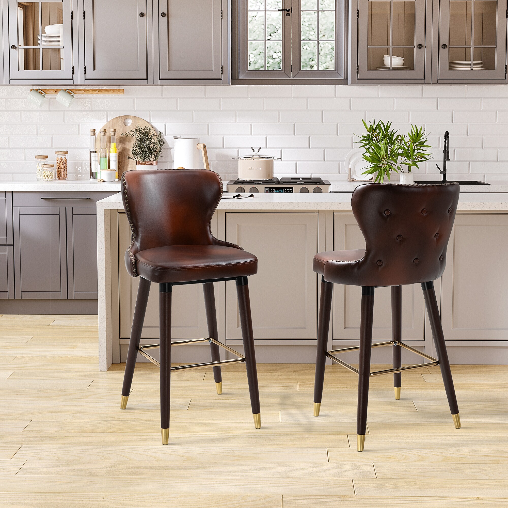 HOMCOM Barhocker im 2er Set braun 52 x 53 x 101 cm (BxTxH)