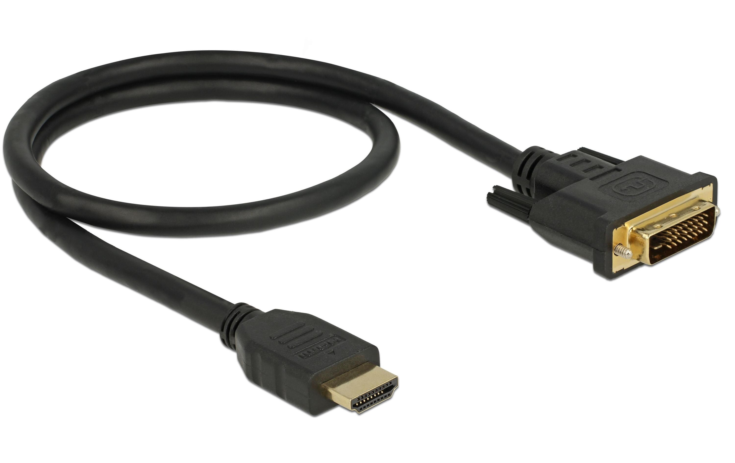 Kabel HDMI – DVI, 0.5 m, bidirektionalDelock HDMI zu DVI 24+1 Kabel bidirektional 0.5 m