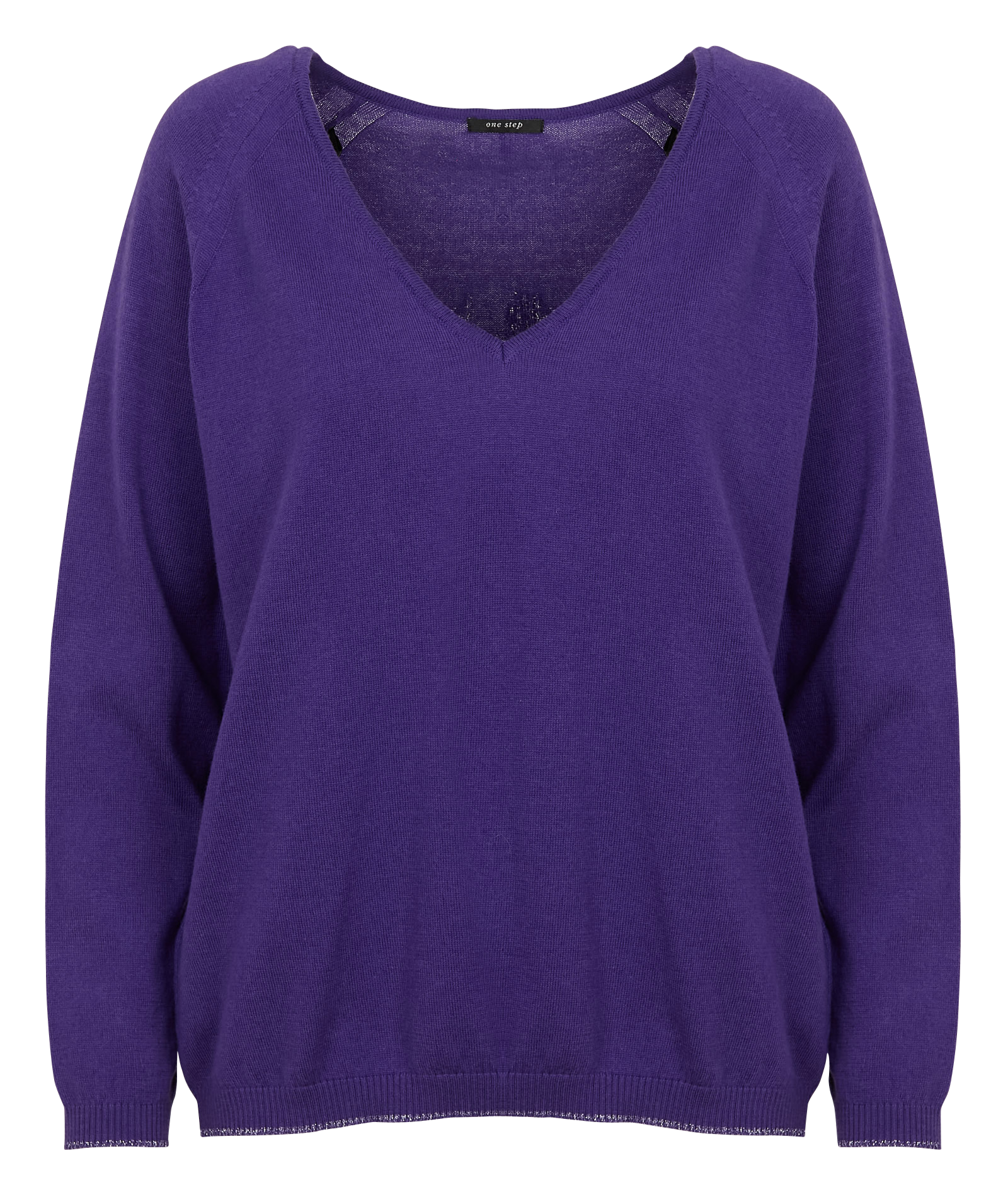 TOWSVILLE - Pull col V jacquard en coton et laine| Violet