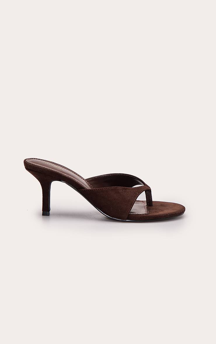 Chocolat Mules À Talons En Synthétique Avec Bride Entre-orteils