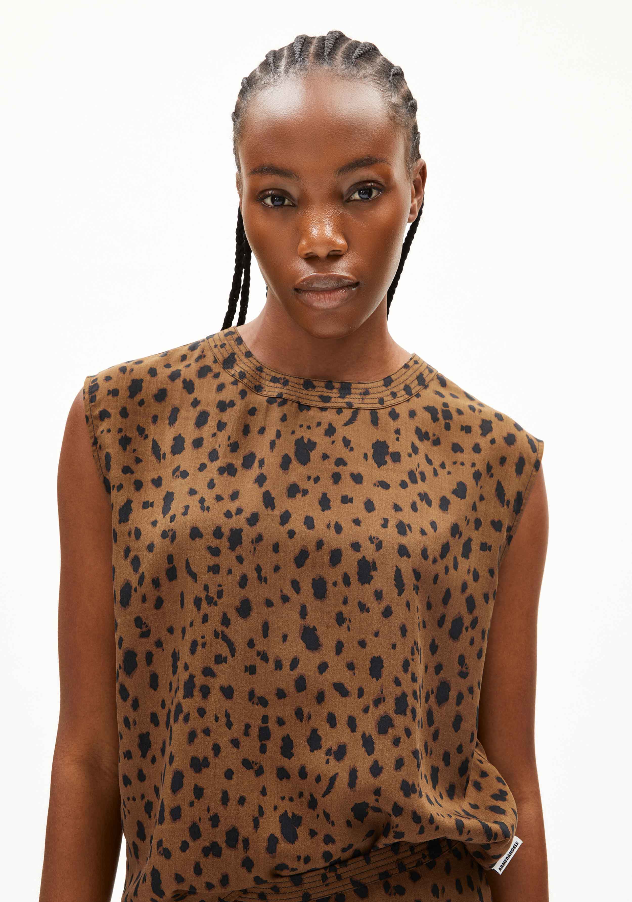 Armedangels Bluse Neraali Leopaa Dark Camel