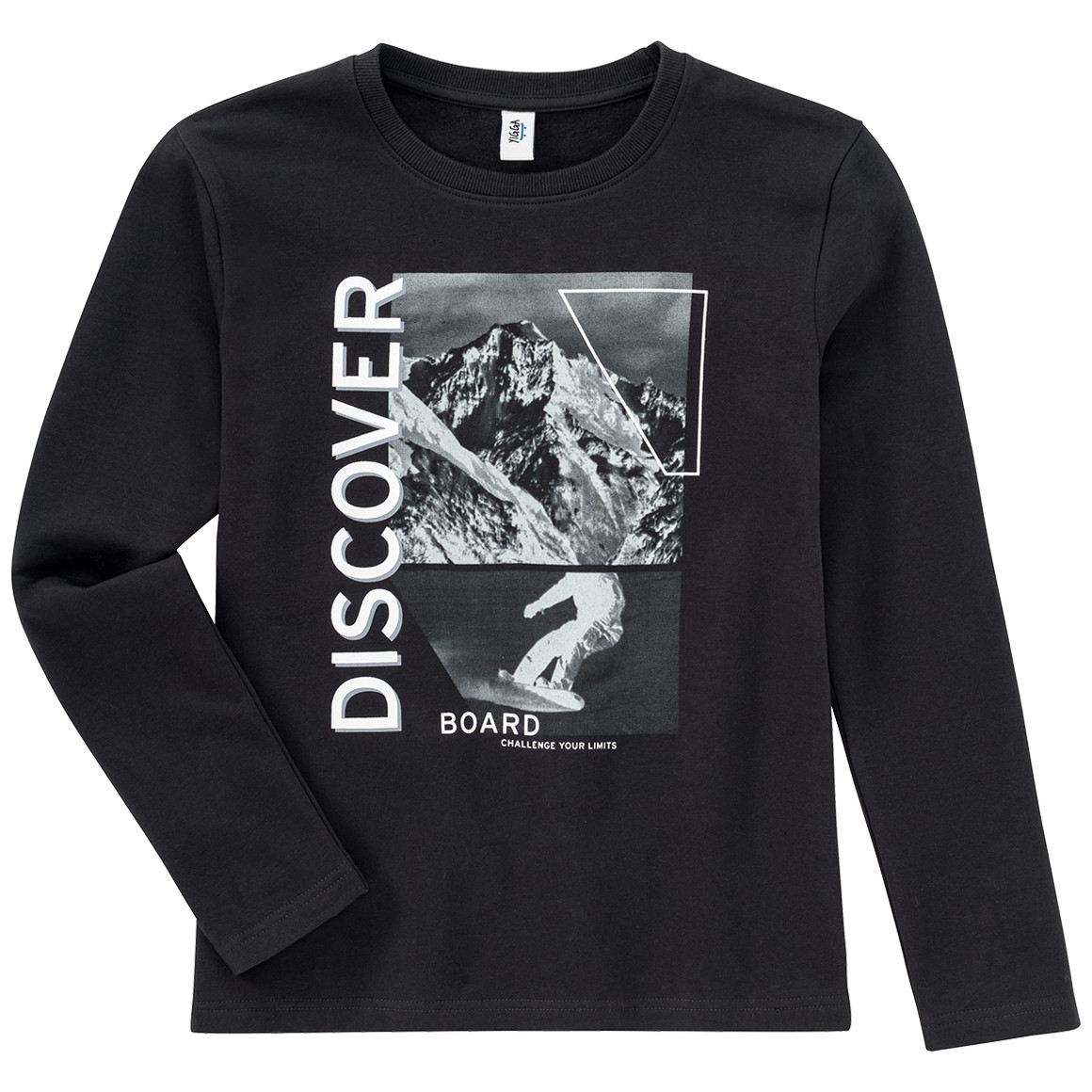 Yigga Jungen Langarmshirt mit Snowboard-Motiv dunkelgrau